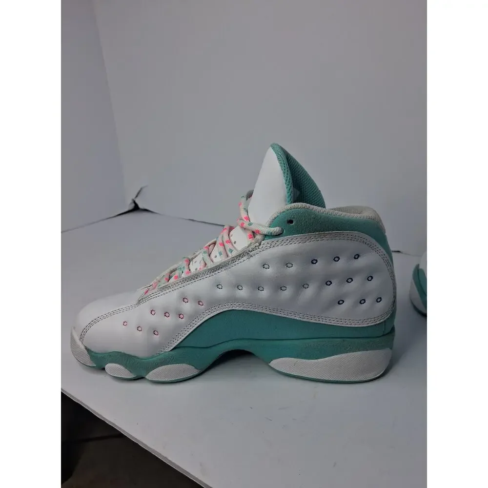 Air Jordan 13 GS Aurora Green Pink White Youth Basketball Shoes 439358-100 5Y